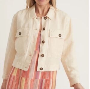 Marine Layer Holland Crop Linen Lightweight Button Front Jacket